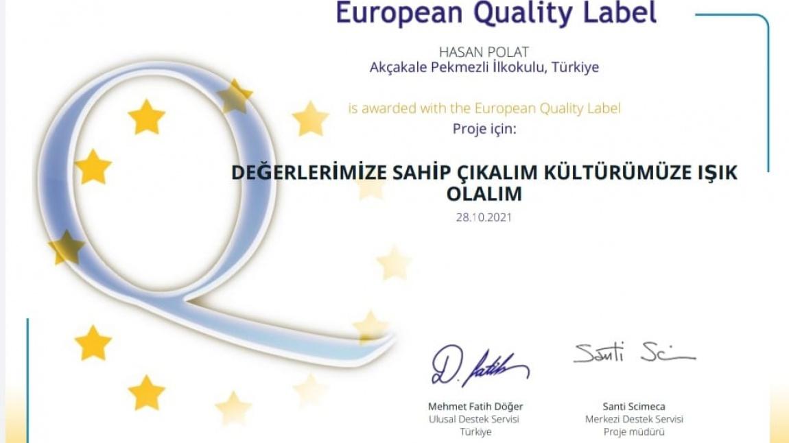 E-twinning Projemize Avrupa Kalite Etiketi